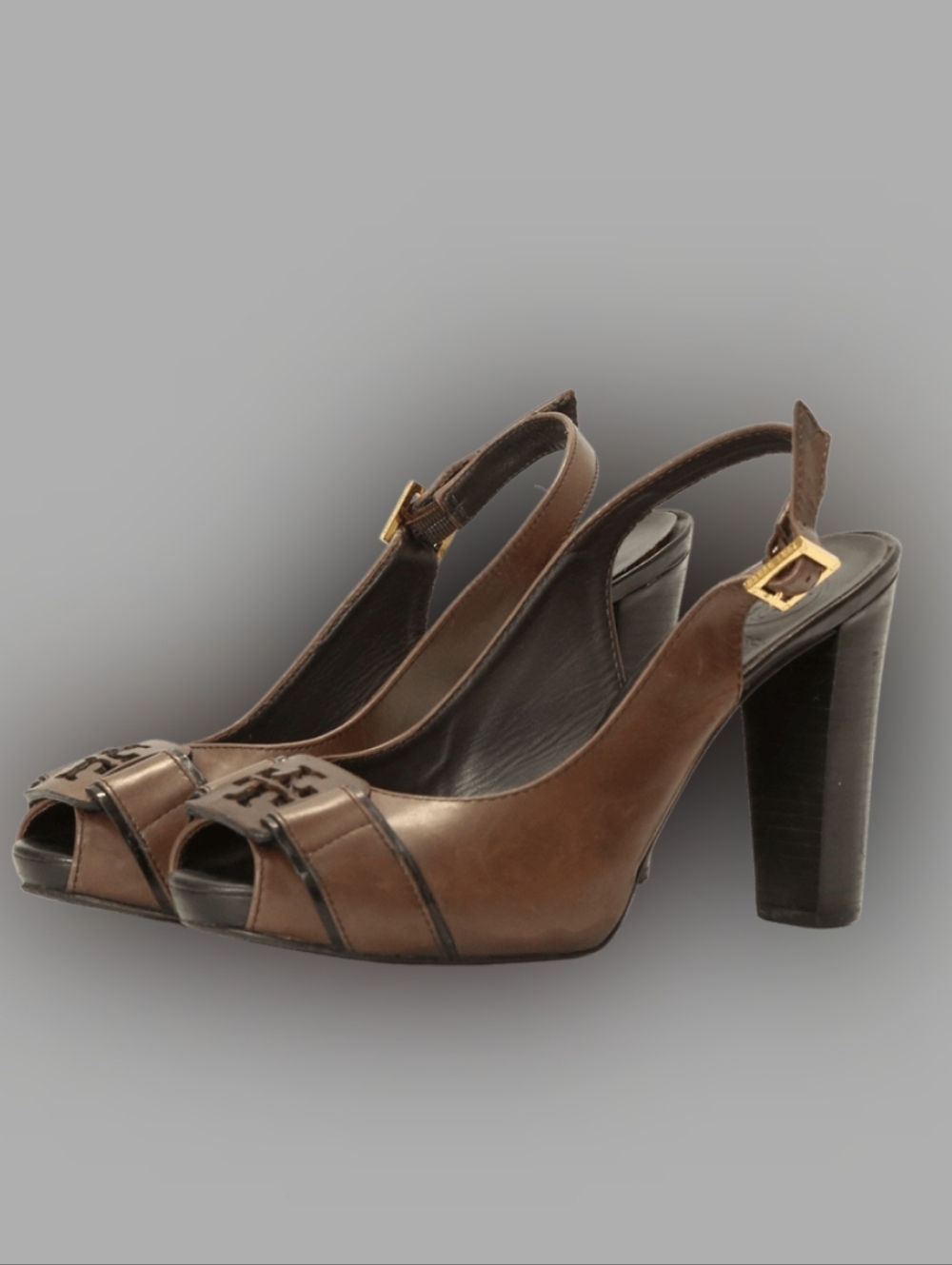 Tory Burch Leather Peep Toe Slingback Heels